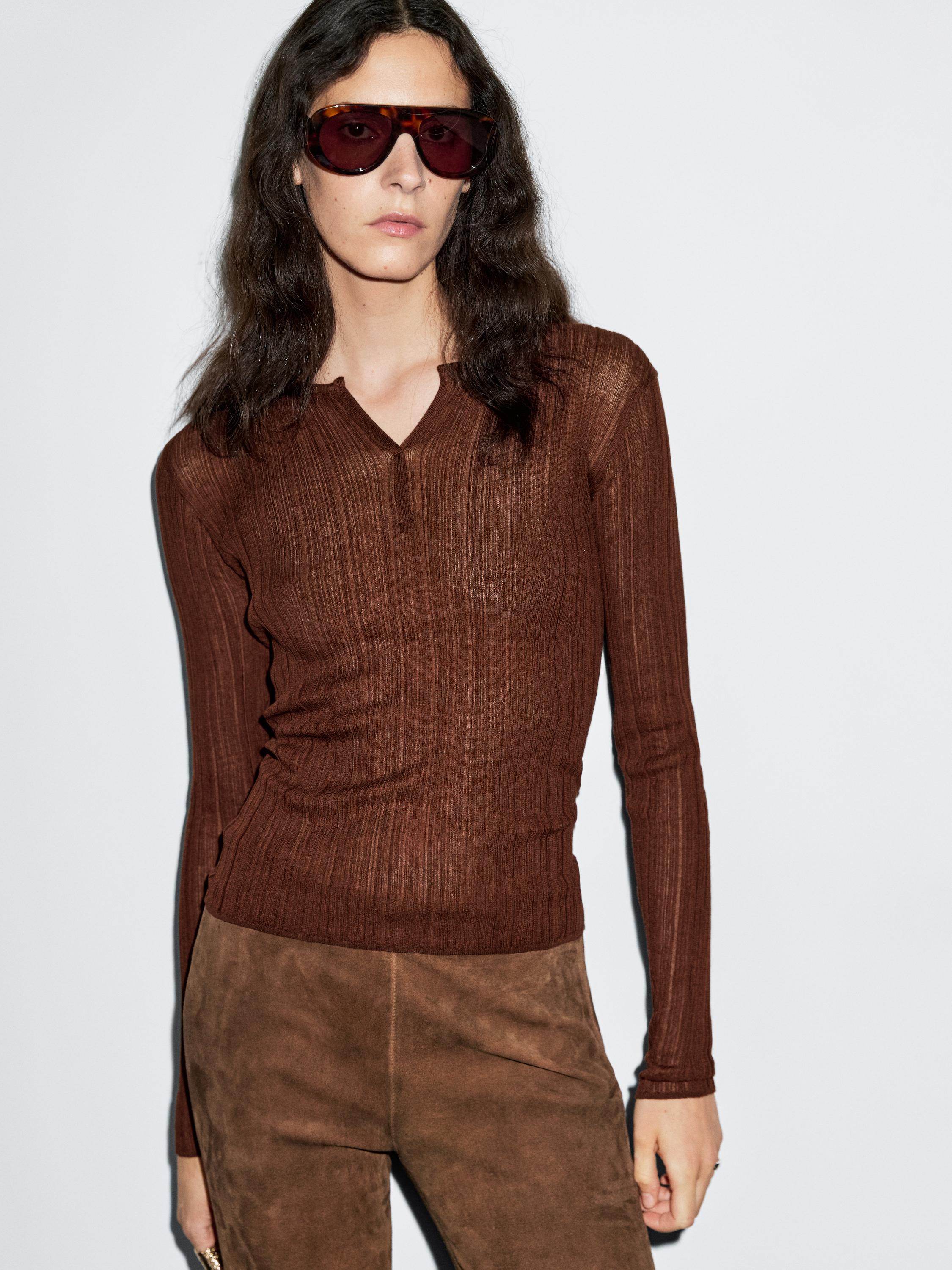 Long sleeve ribbed T-shirt